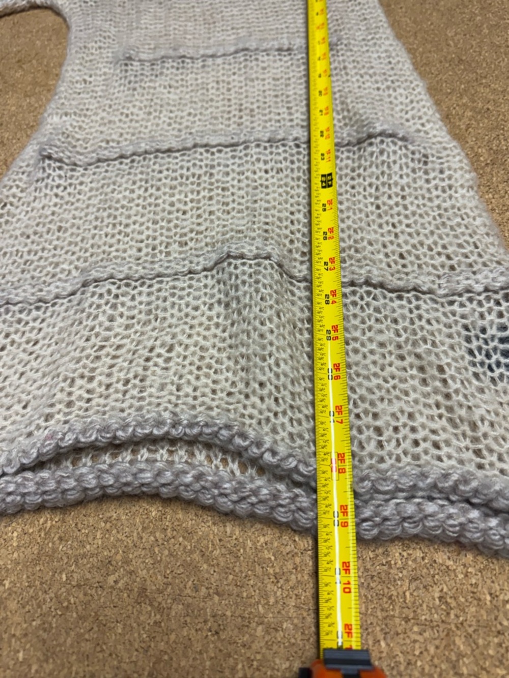 Mystree Open Knit Sweater Womens S Beige Wool Blend Boho Beach Top Coastal A7 - Picture 6 of 8